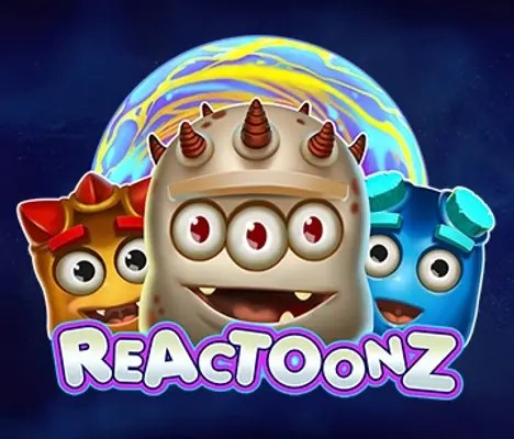 Reactoonz online game logo by Play’n GO on jungliwincasinonl.org